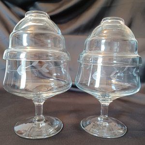Set of 2 Vintage Shrimp/ Seafood Cocktail & Liner. Hand Blown / Princess house.